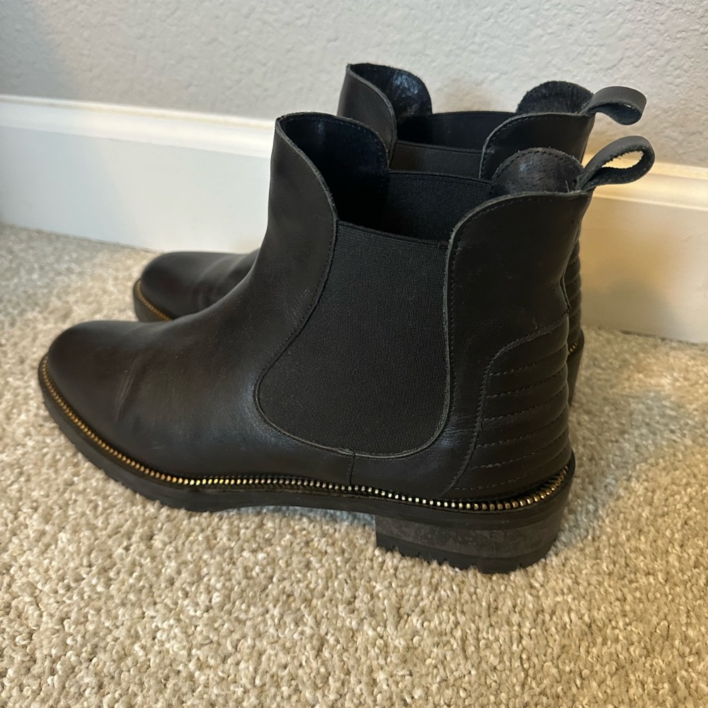 Fabianelli Black Leather Chelsea Boot, Size 10